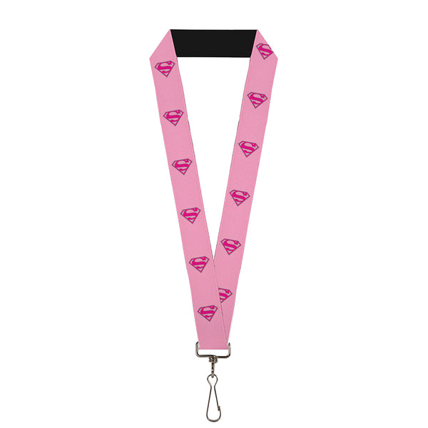 Buckle-Down Lanyard - 1.0" - Superman Shield Pink