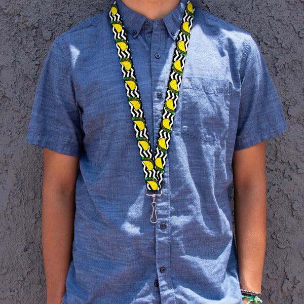 Buckle-Down Lanyard - 1.0" - Taco Chevron Black White