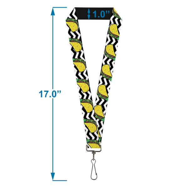 Buckle-Down Lanyard - 1.0" - Taco Chevron Black White