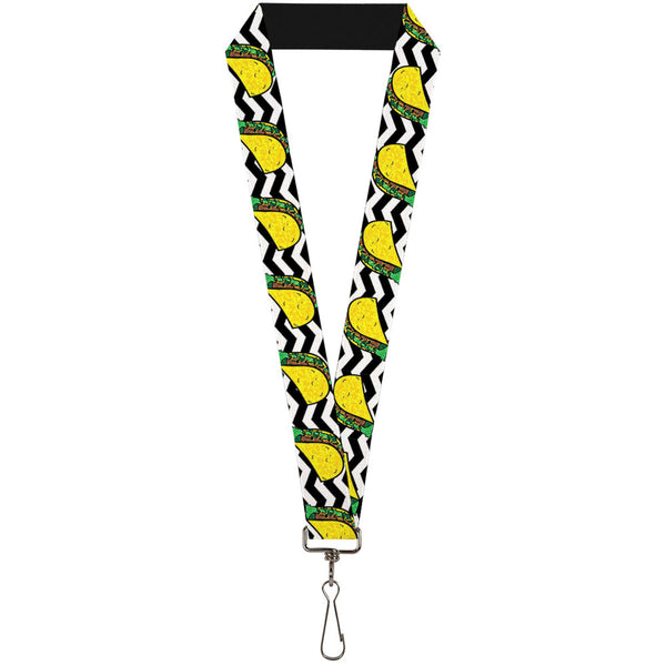 Buckle-Down Lanyard - 1.0" - Taco Chevron Black White
