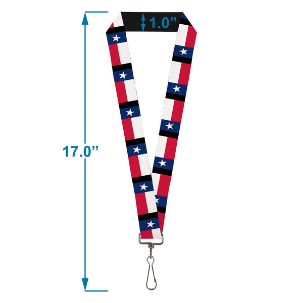 Buckle-Down Lanyard - 1.0" - Texas Flag Black