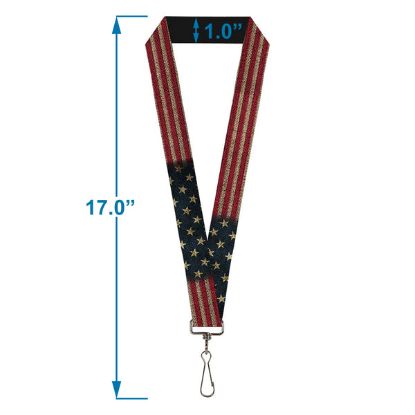 Buckle-Down Lanyard - 1.0" - Vintage US Flag Stretch