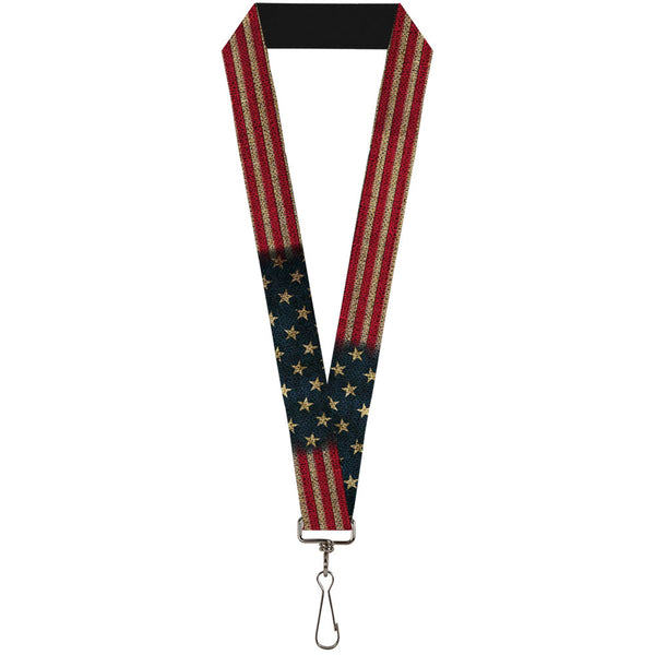 Buckle-Down Lanyard - 1.0" - Vintage US Flag Stretch