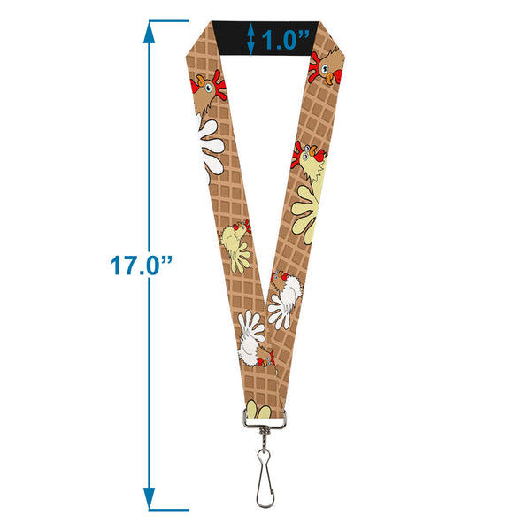 Buckle-Down Lanyard - 1.0" - Waffle Chicken Poses