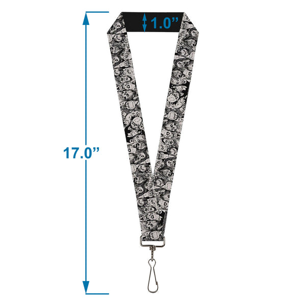 Buckle-Down Lanyard - 1.0" - Zombie Skulls Sketch