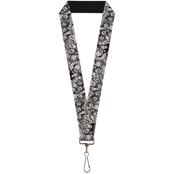 Buckle-Down Lanyard - 1.0" - Zombie Skulls Sketch