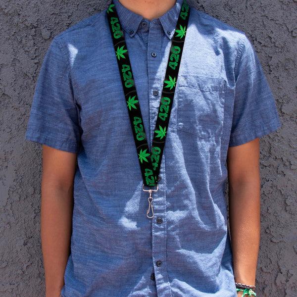 Buckle-Down Buckle-Down Lanyard - 420/Pot Leaf Black/Smoke/Green