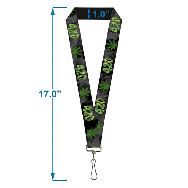 Buckle-Down Buckle-Down Lanyard - 420/Pot Leaf Black/Smoke/Green