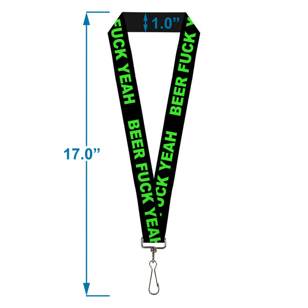 Buckle-Down Buckle-Down Lanyard - BEER FUCK YEAH Black/Neon Green