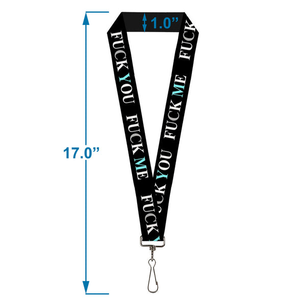 Buckle-Down Buckle-Down Lanyard - FUCK YOU/FUCK ME Black/White/Blue