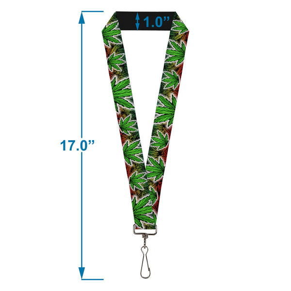 Buckle-Down Buckle-Down Lanyard - Marijuana Haze Rasta/White