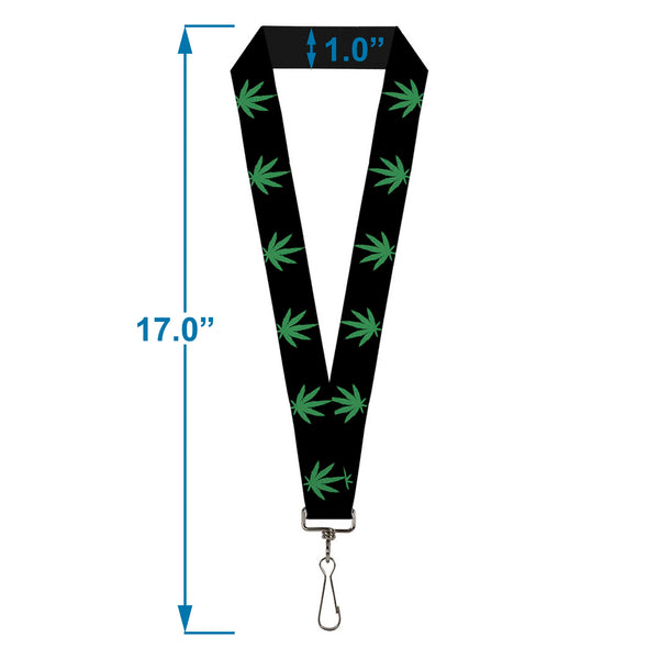 Buckle-Down Buckle-Down Lanyard - Marijuana Leaf Repeat Black/Green