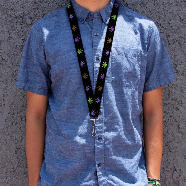 Buckle-Down Buckle-Down Lanyard - Marijuana Leaf Repeat Black/Multi Color