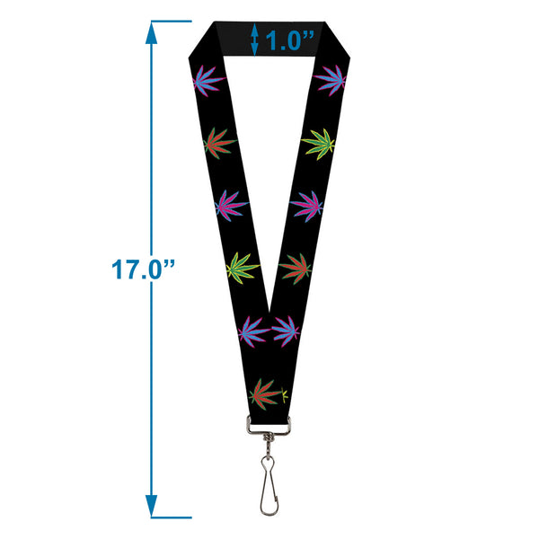 Buckle-Down Buckle-Down Lanyard - Marijuana Leaf Repeat Black/Multi Color