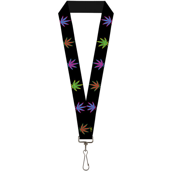 Buckle-Down Buckle-Down Lanyard - Marijuana Leaf Repeat Black/Multi Color