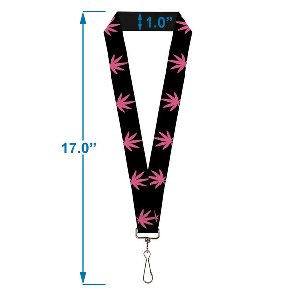 Buckle-Down Buckle-Down Lanyard - Marijuana Leaf Repeat Black/Pink