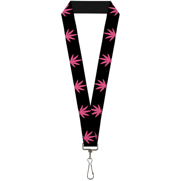 Buckle-Down Buckle-Down Lanyard - Marijuana Leaf Repeat Black/Pink
