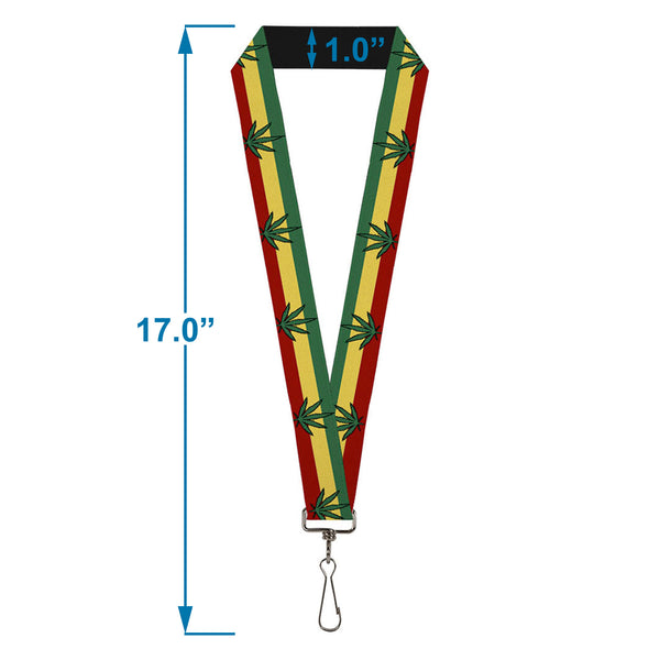 Buckle-Down Buckle-Down Lanyard - Marijuana Leaf Repeat Rasta