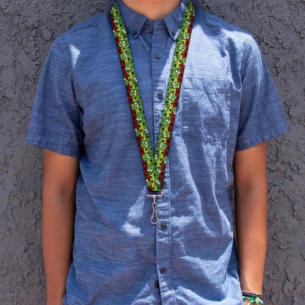 Buckle-Down Buckle-Down Lanyard - Marijuana Nugs/Leaves Cartoon Rasta/Black