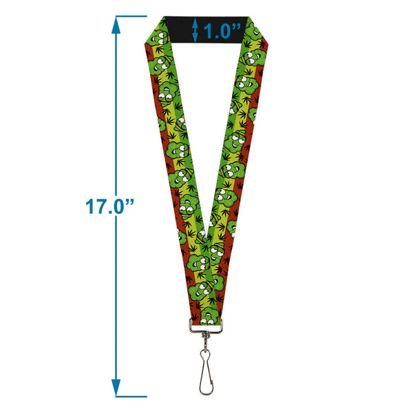 Buckle-Down Buckle-Down Lanyard - Marijuana Nugs/Leaves Cartoon Rasta/Black