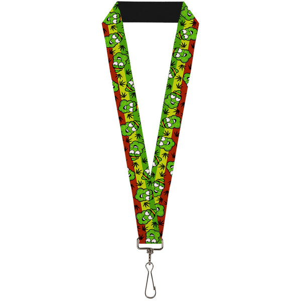 Buckle-Down Buckle-Down Lanyard - Marijuana Nugs/Leaves Cartoon Rasta/Black
