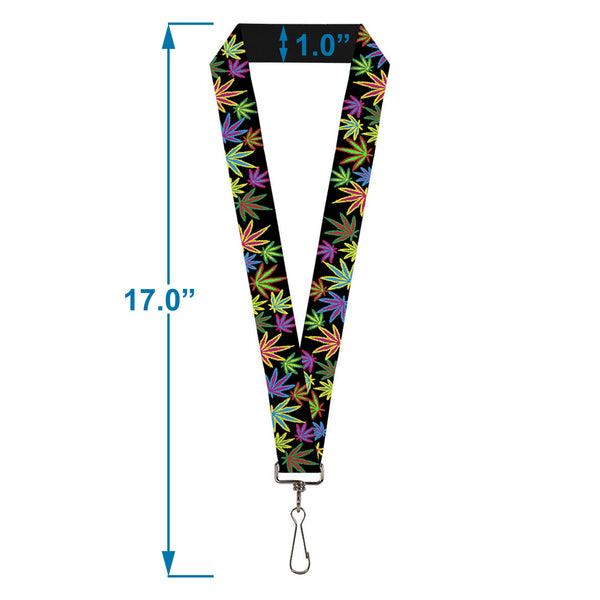 Buckle-Down Buckle-Down Lanyard - Multi Marijuana Leaves Black/Multi Color