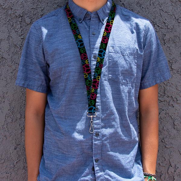 Buckle-Down Buckle-Down Lanyard - Multi Marijuana Peace Black/Multi Color