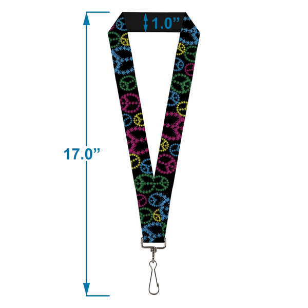 Buckle-Down Buckle-Down Lanyard - Multi Marijuana Peace Black/Multi Color
