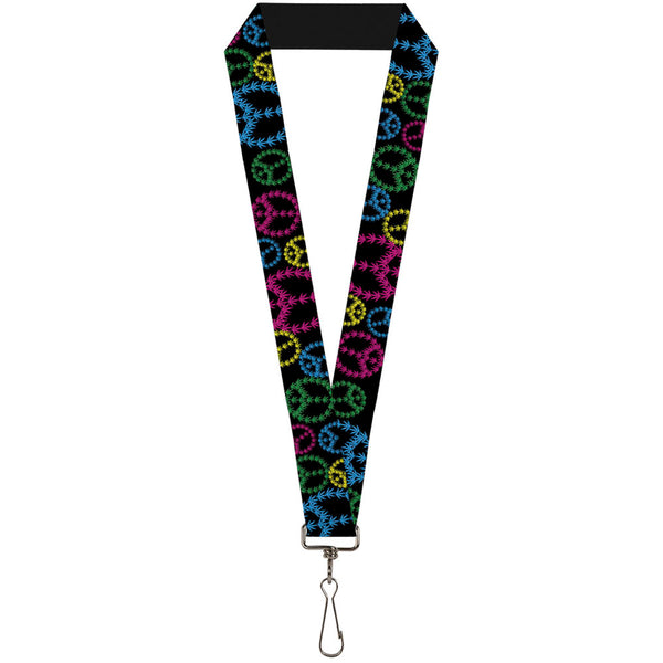 Buckle-Down Buckle-Down Lanyard - Multi Marijuana Peace Black/Multi Color