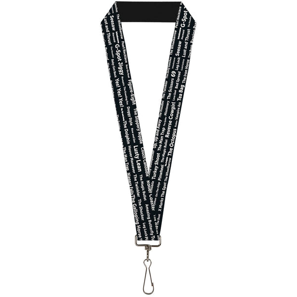 Buckle-Down Buckle-Down Lanyard - Verbiage Sex Positions Black/White