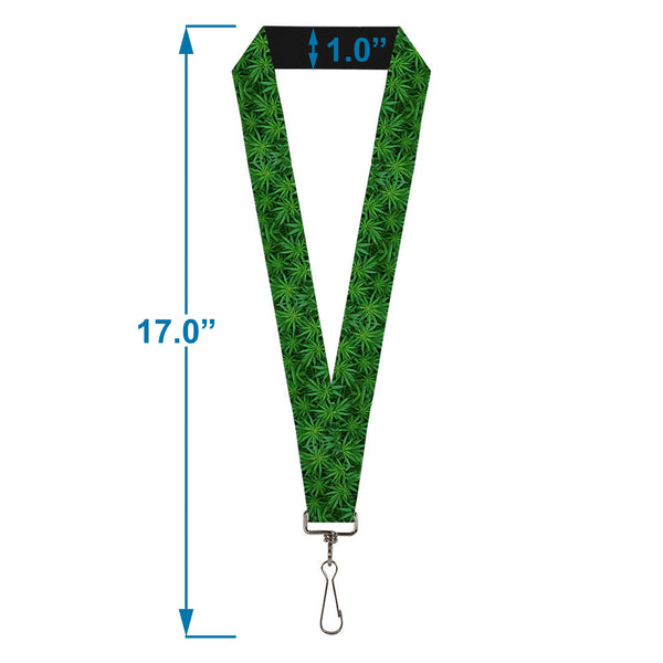 Buckle-Down Buckle-Down Lanyard - Vivid Marijuana Leaves Stacked
