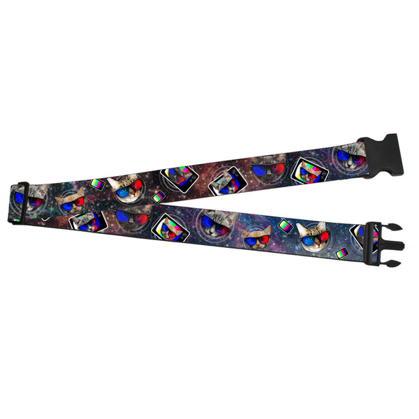 Buckle-Down Luggage Strap - 2.0" - 3-D TV Cats in Space