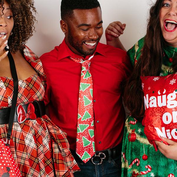 Buckle-Down Buckle-Down Necktie - Christmas Trees/Stars Red/White/Green