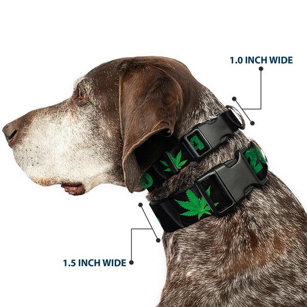 Buckle-Down Buckle-Down Plastic Buckle Dog Collar - 420/Pot Leaf Black/Smoke/Green