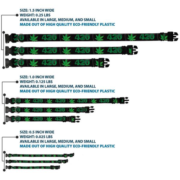 Buckle-Down Buckle-Down Plastic Buckle Dog Collar - 420/Pot Leaf Black/Smoke/Green