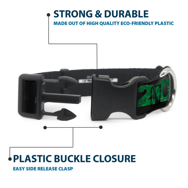Buckle-Down Buckle-Down Plastic Buckle Dog Collar - 420/Pot Leaf Black/Smoke/Green