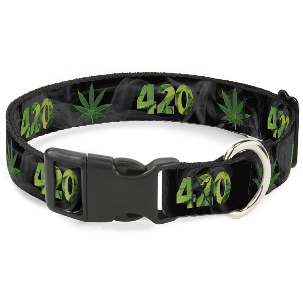 Buckle-Down Buckle-Down Plastic Buckle Dog Collar - 420/Pot Leaf Black/Smoke/Green