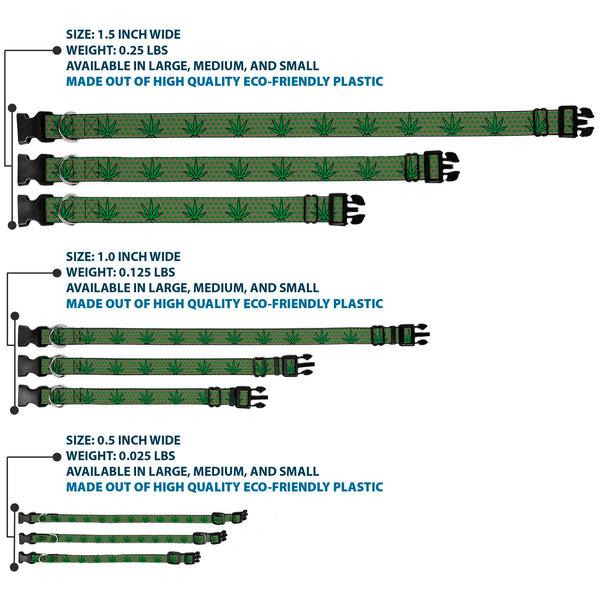 Buckle-Down Buckle-Down Plastic Buckle Dog Collar - Marijuana Garden Tan/Green
