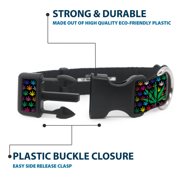 Buckle-Down Buckle-Down Plastic Buckle Dog Collar - Marijuana Garden Black/Multi Color