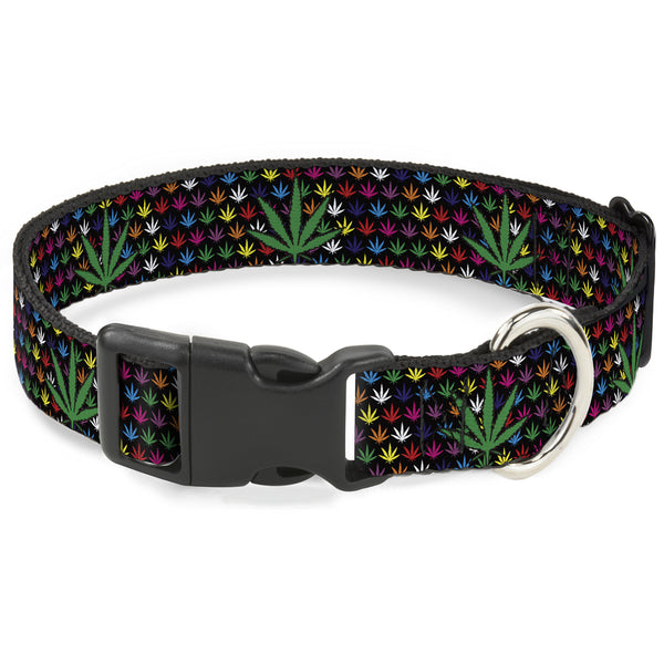 Buckle-Down Buckle-Down Plastic Buckle Dog Collar - Marijuana Garden Black/Multi Color