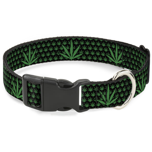 Buckle-Down Buckle-Down Plastic Buckle Dog Collar - Marijuana Garden Black/Green