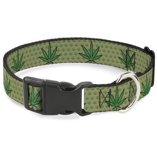Buckle-Down Buckle-Down Plastic Buckle Dog Collar - Marijuana Garden Tan/Green
