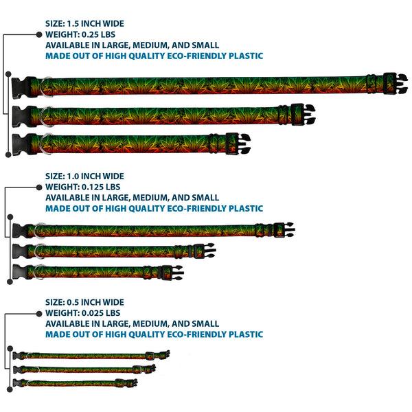 Buckle-Down Buckle-Down Plastic Buckle Dog Collar - Marijuana Haze Rasta/Rasta