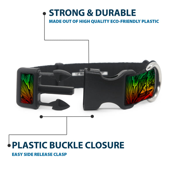 Buckle-Down Buckle-Down Plastic Buckle Dog Collar - Marijuana Haze Rasta/Rasta