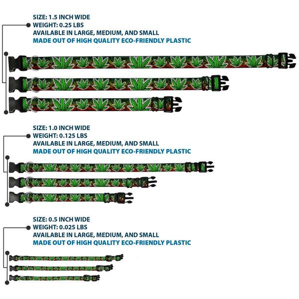 Buckle-Down Buckle-Down Plastic Buckle Dog Collar - Marijuana Haze Rasta/White