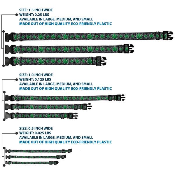 Buckle-Down Buckle-Down Plastic Buckle Dog Collar - Marijuana Haze Black