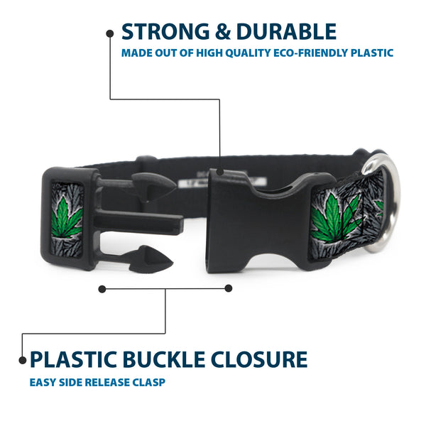 Buckle-Down Buckle-Down Plastic Buckle Dog Collar - Marijuana Haze Black
