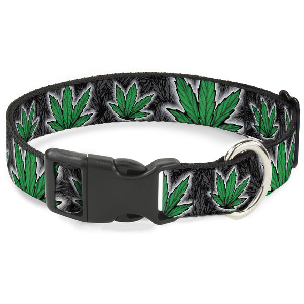 Buckle-Down Buckle-Down Plastic Buckle Dog Collar - Marijuana Haze Black