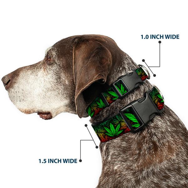 Buckle-Down Buckle-Down Plastic Buckle Dog Collar - Marijuana Haze Rasta/Black