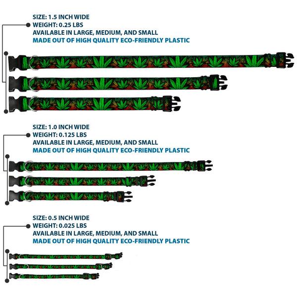 Buckle-Down Buckle-Down Plastic Buckle Dog Collar - Marijuana Haze Rasta/Black